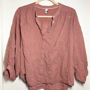 Anthropologie Pilcro Batwing Embroidered Button-down Blouse